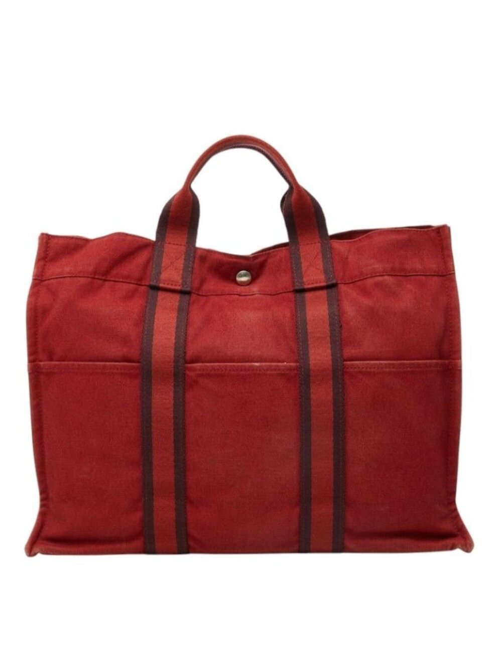 Hermes Fourre Tout MM Handle Tote Bag Wine Red Bordeaux Canvas